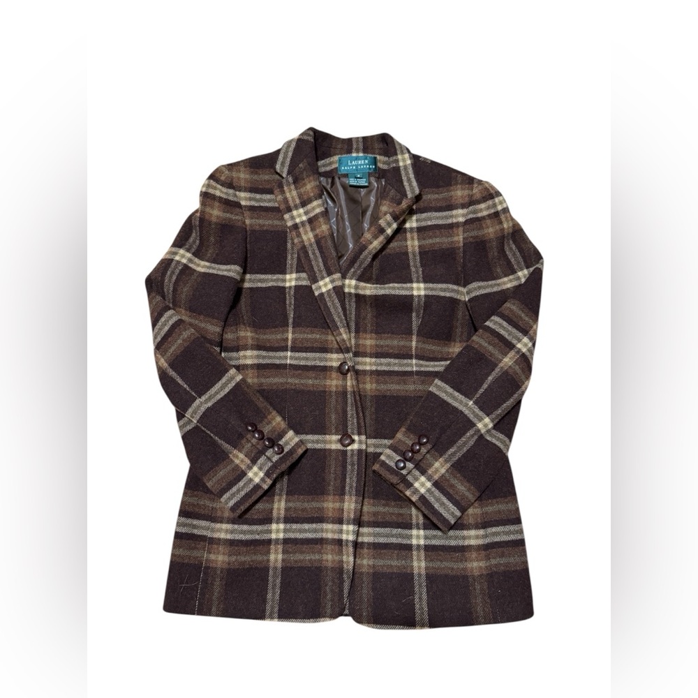 Vintage Ralph Lauren Plaid Brown Size 8 Coat